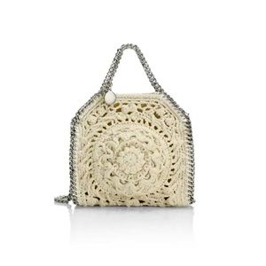 NWT Stella McCartney Falabella Chain Crochet Ivory Crossbody Tiny Bag $980.00
